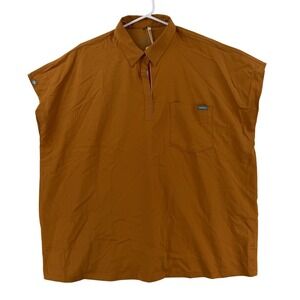 MEDICLO Polo Shirt Womens XXL Brown‎ Sleeveless Tunic Scrub Top Tencel NWT